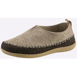 Hausschuh WALDLÄUFER, Damen, Gr. 38, beige (beige, braun), Textil, Basic, Schuhe