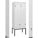 C+P Z-Spind Classic PLUS, Gestell, 4 Abteile, HxBxT 212x80x50cm, Sicherheitsdrehriegel, Verkehrsweiß von PROREGAL