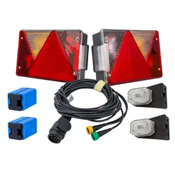 Rückleuchten Set: ASPÖCK MULTIPOINT IV Rückleuchten + ASPÖCK FLEXIPOINT I Begrenzungsleuchten + MANTES 5,3m 13-PIN Kabelbaum