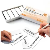 ECENCE Magnetstreifen beschreibbar 150 Stück - 60x20mm - abwischbare Magnetschilder - Magnet-Etiketten zuschneidbar für Whiteboards, Kühlschränke, Magnettafeln - Weiss
