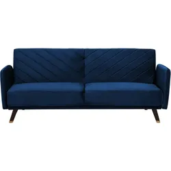 Schlafsofa 3-Sitzer SENJA Samtstoff Marineblau