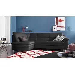 Ecksofa SIT & MORE "Cardoso L-Form", schwarz, B:250cm H:90cm T:175cm, Luxus-Microfaser (90% Polyester, 10% Polyamid), Flachgewebe (100% Polyester), Struktur (100% Polyester), Sofas, mit Federkern, wahlweise mit Bettfunktion und Schubkasten