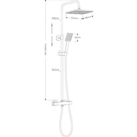 a&n&a aQualine Aqualine TALIA Duschsäule mit Thermostat-Armatur, Chrom - Silber