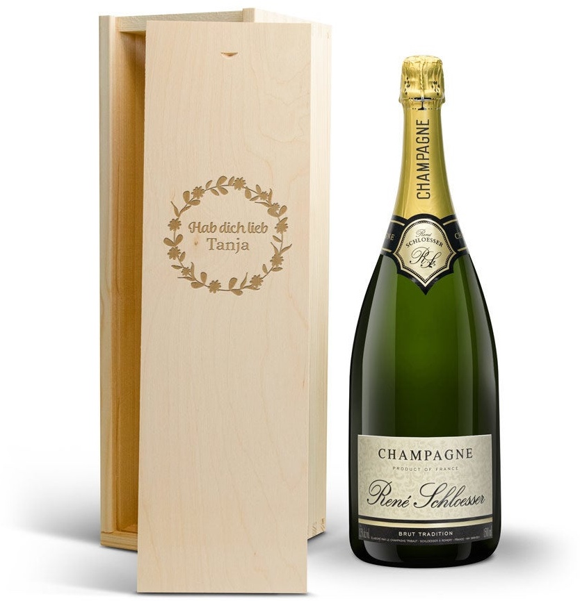Champagner personalisieren - gravierte Kiste - René Schloesser (1500 ml)