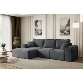 altdecor Ecksofa Cord 2-Sitzer Dunkelgrau