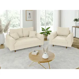 s-style möbel Sitzgarnitur, 3+2+1 Sigurd Beige, Chenille