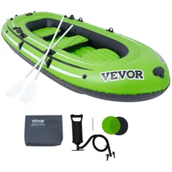 VEVOR Schlauchboot Fischerboot für 3 Personen, Robustes, Tragbares Bootsfloßkajak aus PVC, 310 x 165 cm Hochleistungspumpe, Angelrutenhalter, 499 kg Kapazität