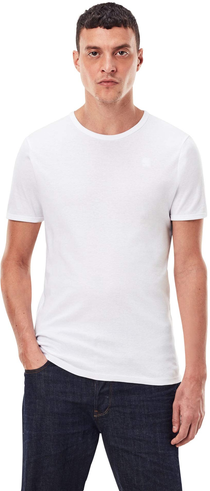G-STAR RAW Herren Basic T-Shirt 2-Pack, Weiß (white D07205-124-110), S