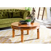 Massivmoebel24 Couchtisch OXFORD Braun Akazie 90 x 90 x 45 cm