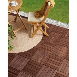 Beliani Terrassenfliese Akazienholz Braun 30 x 30 cm 10 St.