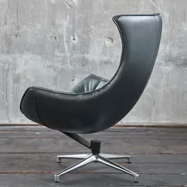 KAWOLA Drehsessel SKIO Leder 87 x 99 x 87 cm Silbergrau