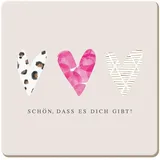 Grafik-Werkstatt Grafik Werkstatt lustiger Untersetzer aus Kork | Schön, DASS es Dich gibt!, Bunt