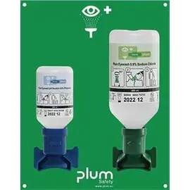 PLUM SAFETY APS Augennotfallstation 1x200 ml pH Neutral,1x0,5l Augenspülung PLUM