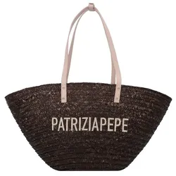 Patrizia Pepe Summer Straw Shopper Tasche 51 cm  schwarz