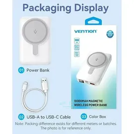 Vention FHTW0, 10000 mAh, magnetisch, kabellos, Weiß
