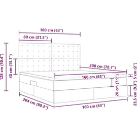 vidaXL LED-Speicherbett 160 x 200 cm Creme