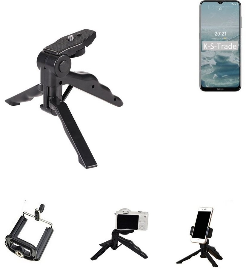 K-S-Trade für Nokia G20 Smartphone-Halterung, (Stativ Tisch-Ständer Dreibein Handy-Stativ Ständer Mini-Stativ) schwarz