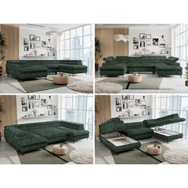 MKS Meble Ecksofa Cord U-Form 2-Sitzer Grün