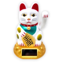 Starlet24® Winkende Glückskatze Winkekatze Lucky Cat Maneki-Neko Winkende Japanische Maneki-Neko (Weiss mit Solarzellen, 12cm)