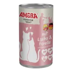 Amora Cat Fleisch Pur 400g Sparpaket 12 x400g Lachs mit Forelle