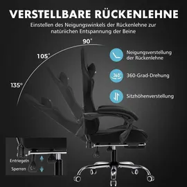GTPLAYER Gaming Stuhl Stoff Schwarz