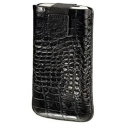 Handy-Tasche Lack + Leder Gr. M Schwarz