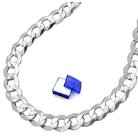 unbespielt Silberkette Halskette 4,5 mm flache Panzerkette 925 Silber 50 cm inkl. Schmuckbox, Silberschmuck für Damen und Herren silberfarben