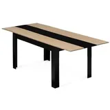 IDMarket - Esstisch, ausziehbar, rechteckig, Georgia, 6-10 Personen, schwarz und Buchenimitat, 140-220 x 90 cm