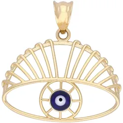 Ketten-Anhänger FIRETTI "Schmuck Geschenk Gold 375 "Nazar - blaues Auge" Anhänger Halskette", bunt (gelbgoldfarben, blau, weiß, schwarz), Schmuckanhänger, Damen, Gelbgold 375, 0,84 g