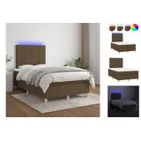 vidaXL Boxspringbett mit Matratze & LED Dunkelbraun 120x200 cm Stoff