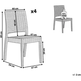 Beliani Fossano Gartenstuhl 60 x 60 x 89 cm weiß 4 St.