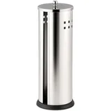 Relaxdays Toilettenpapier Aufbewahrung, 3 Rollen, HxD: 37 x 14,5 cm, Edelstahl, Reserverollenhalter stehend, Silber