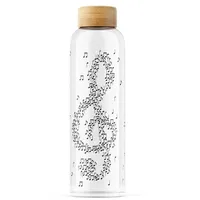 belamy gmbh Trinkflasche Einzigartige Glasflasche mit Violinschlüssel und Noten, Glasflasche mit Violinschlüssel und Noten, 600 ml