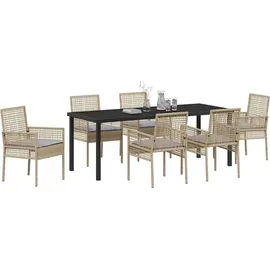 vidaXL Garten Essgruppe 7-tlg. Beige