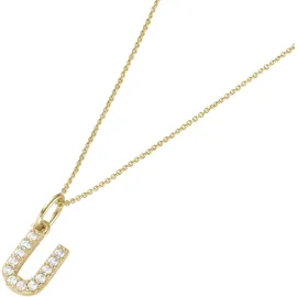 Luigi Merano Kette mit Anhänger Buchstabe U mit Zirkonia Gold 375