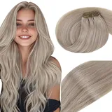 Vivien Tressen Echthaar Extensions Blond Echthaar Tressen Extensions Aschblond Mix Bleichblond Highight Extensions Tressen Echthaar Zum Einnahen Glatt 35cm/14Zoll 80g #19/60