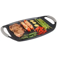 Cheffinger Grillplatte 47cm Aluguss Induktion Bratplatte BBQ Grill braten Plancha aus Aluminium Induktion für alle Kochfelder geeignet