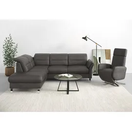sit&more Ecksofa SIT & MORE "Grenoble L-Form mit Federkern", grau (anthrazit), B:247cm H:85cm T:222cm, Sofas, Ecksofa, wahlweise mit Bettfunktion, Bettkasten, Arm- und Kopfteilverstellung