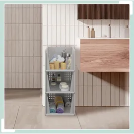 Relaxdays Schrank Organizer 3er Set stapelbare Aufbewahrungsboxen 24,5 x 33,5 x 43,5 cm grau