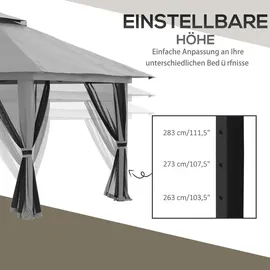 Outsunny Faltpavillon 4 x 4 m inkl. 4 Seitenteile Dunkelgrau
