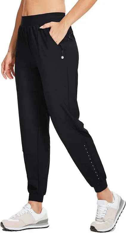WILLIT Damen Jogginghose, Laufen & Training, schnelltrocknend, leicht, mit Reißverschlussfächern, Schwarz, 2XL