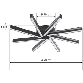 LUCANDE Tjado, Ø70 cm, schwarz, RGBW - Schwarz