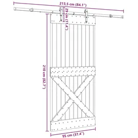 vidaXL Schiebetür rechts 95 x 210 cm braun