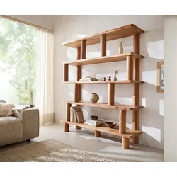 DELIFE Standregal Accra 170x190 cm Akazie Natur 8 Fächer, Regale
