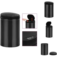 vidaXL Automatischer Sensor-Mülleimer 30 L Kohlenstoffstahl Schwarz - Mülltonnen & Abfalleimer - Schwarz