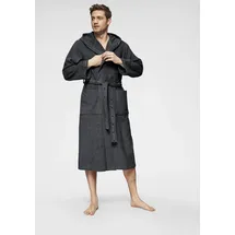Bruno Banani Herrenbademantel BRUNO BANANI "Danny, Normallänge & Überlänge, auch in extra lang, Hotelbademantel" Gr. 4XL, grau (anthrazit), L:125cm, Walkfrottee, Hausmäntel, mit Logostreifen, Herren Bademantel aus 100% Baumwolle, S-4XL