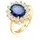 Elli Fingerring Zirkonia Synthetischer Saphir Blau 925 Sterling Silber, Cocktailring goldfarben 52