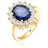 Elli Fingerring Zirkonia Synthetischer Saphir Blau 925 Sterling Silber, Cocktailring goldfarben 52