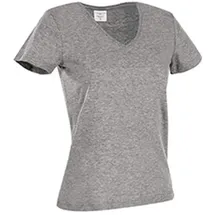 Stedman Apparel Damen Regular Fit T-Shirt Classic-T V-neck/ST2700, Grau - Grey heather, Gr. 42 (Herstellergröße: XL) - 42