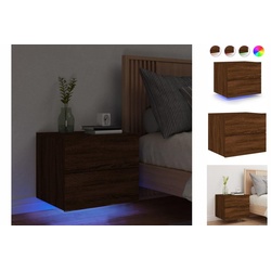 vidaXL Nachttisch Wand-Nachttisch mit LED-Leuchten Braun Eichen-Optik braun